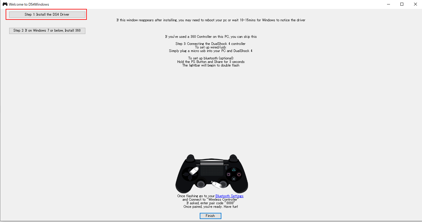 DS4WIndows ドライバーセットアップ